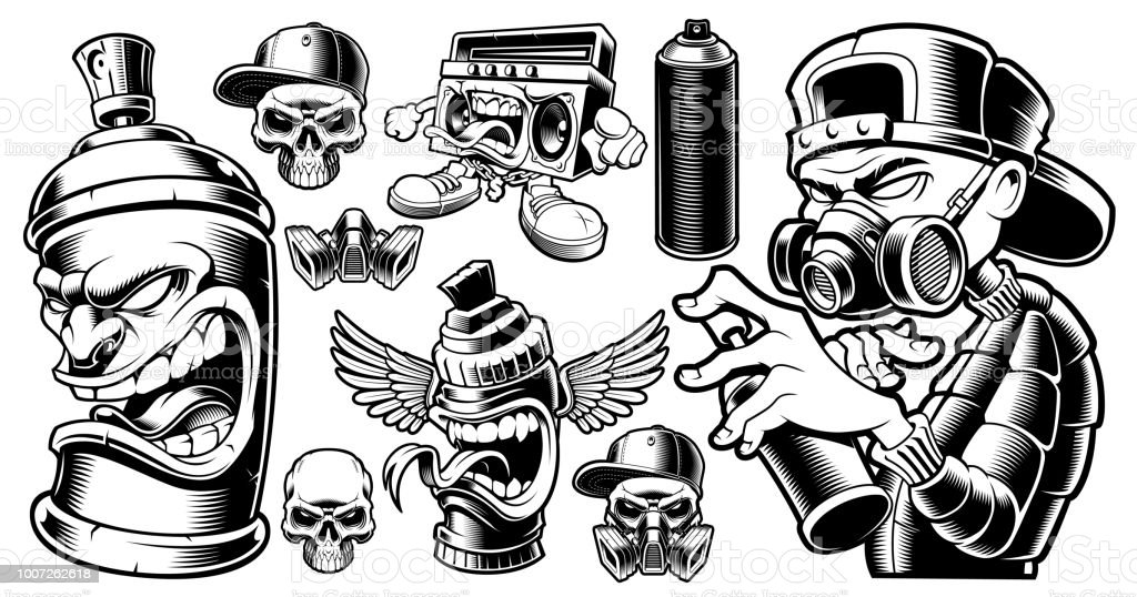 Detail Background Graffiti Hitam Putih Vector Nomer 35