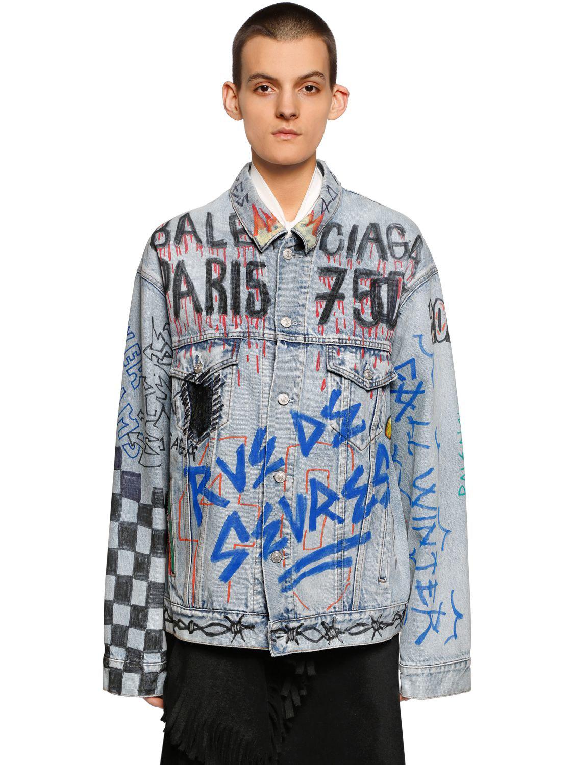 Detail Balenciaga Denim Jacket Graffiti Nomer 2