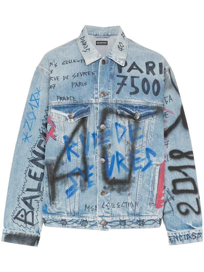 Detail Balenciaga Graffiti Denim Jacket Nomer 13