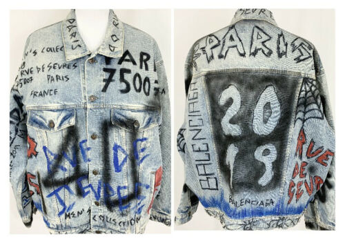 Detail Balenciaga Graffiti Denim Jacket Nomer 37