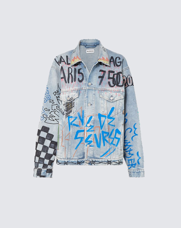 Detail Balenciaga Graffiti Denim Jacket Nomer 41