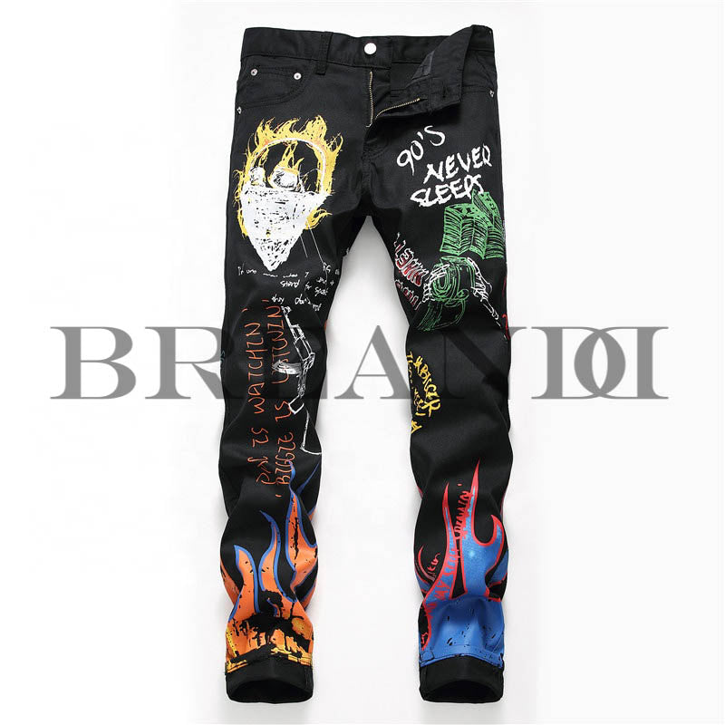 Detail Black Graffiti Jeans Nomer 53