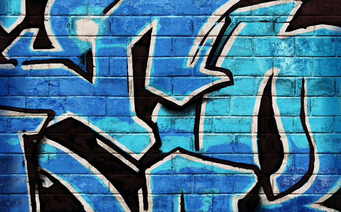 Detail Blue Graffiti Art Nomer 5