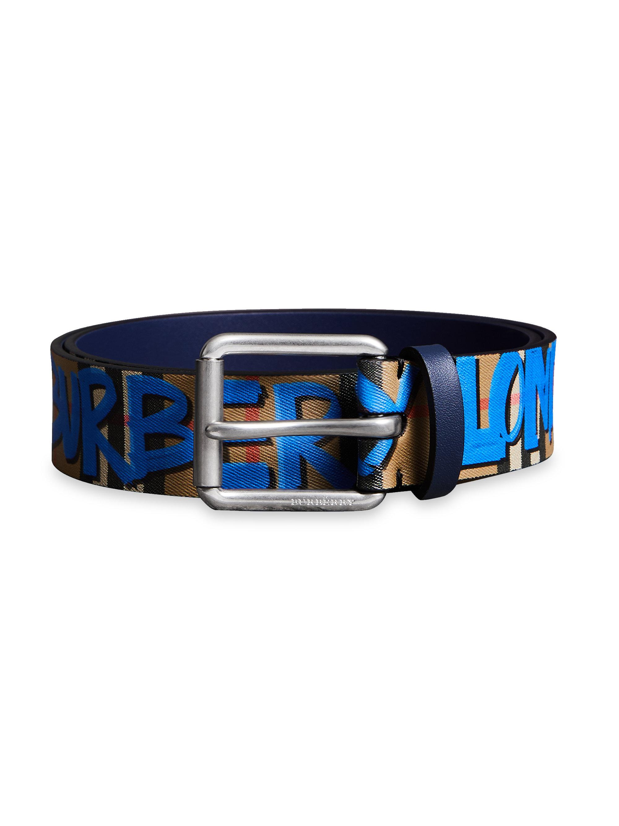 Detail Blue Graffiti Burberry Belt Nomer 4