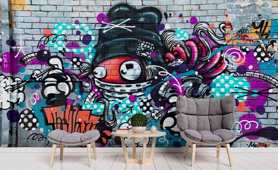 Detail Cartoon Mural Graffiti Background Nomer 11