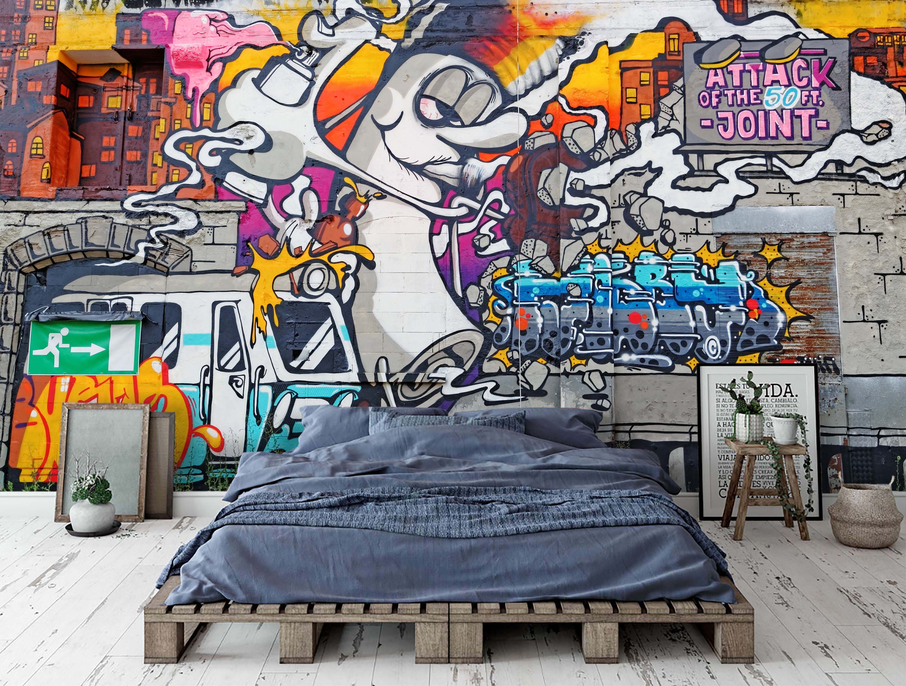 Cartoon Mural Graffiti Wallpaper - KibrisPDR