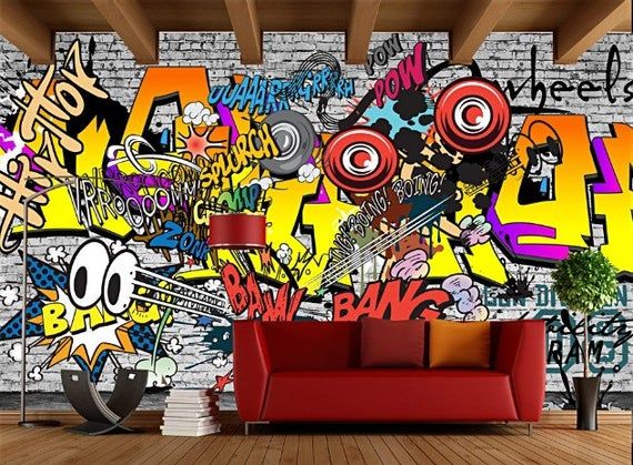 Detail Cartoon Mural Graffiti Wallpaper Nomer 2