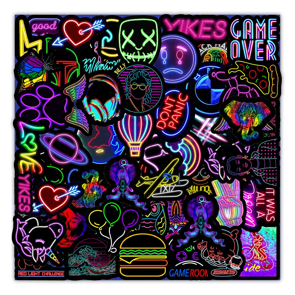 Colorful Light Graffiti Sticker 50 Pcs - KibrisPDR