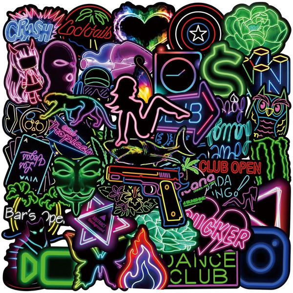 Detail Colorful Light Graffiti Sticker 50 Pcs Nomer 7