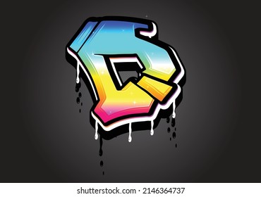 Detail D Letter Graffiti Nomer 34