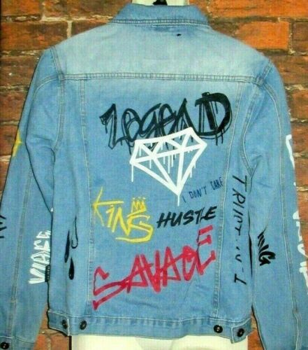 Detail Denim Graffiti Jacket Nomer 17