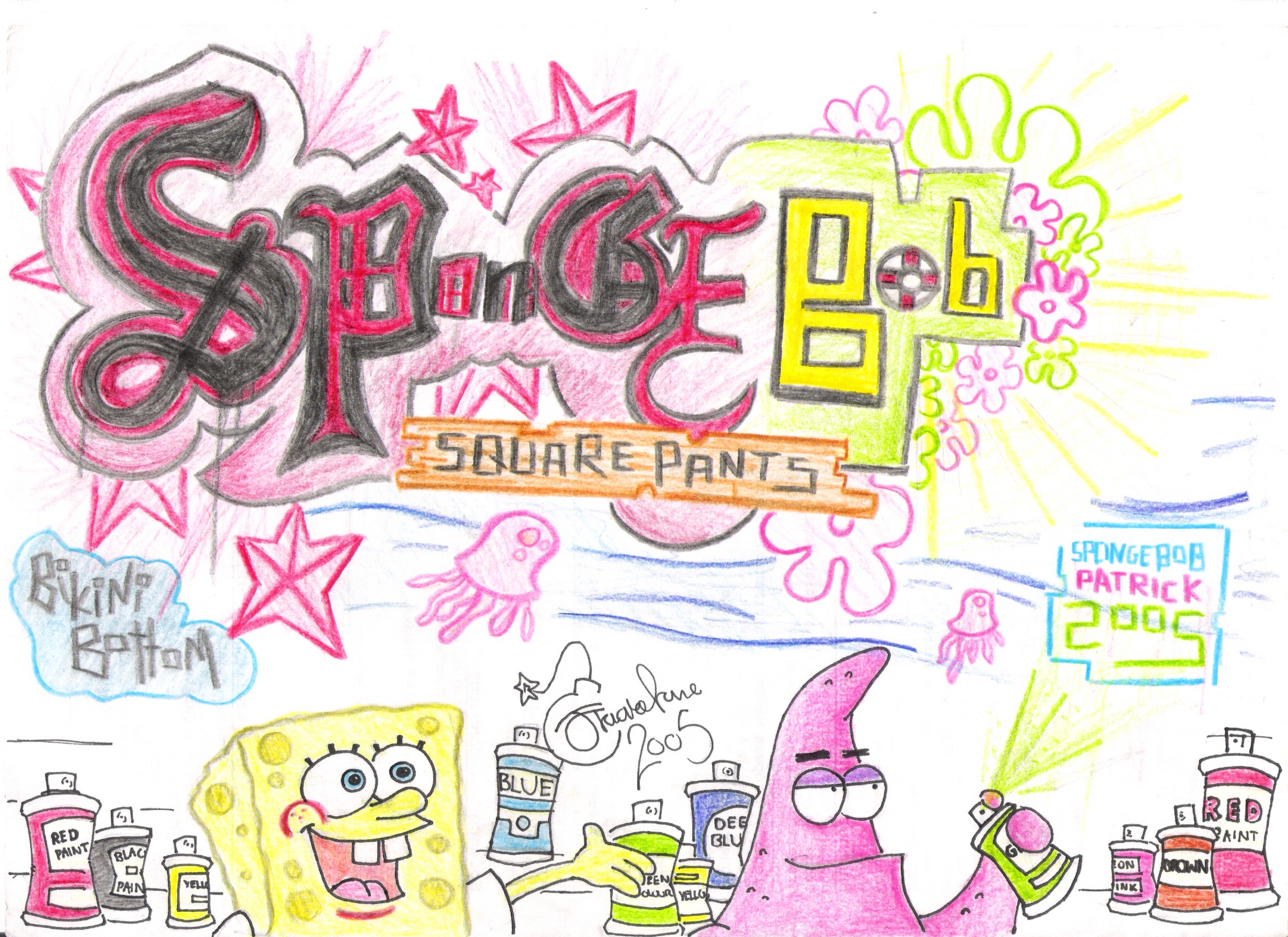 Detail Draw Graffiti Spongsbob Nomer 21