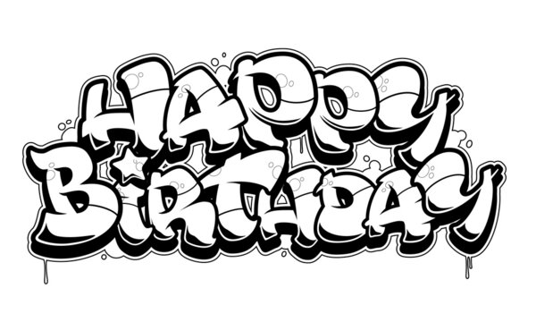 Draw Tulisan Graffiti Happi Bersday - KibrisPDR