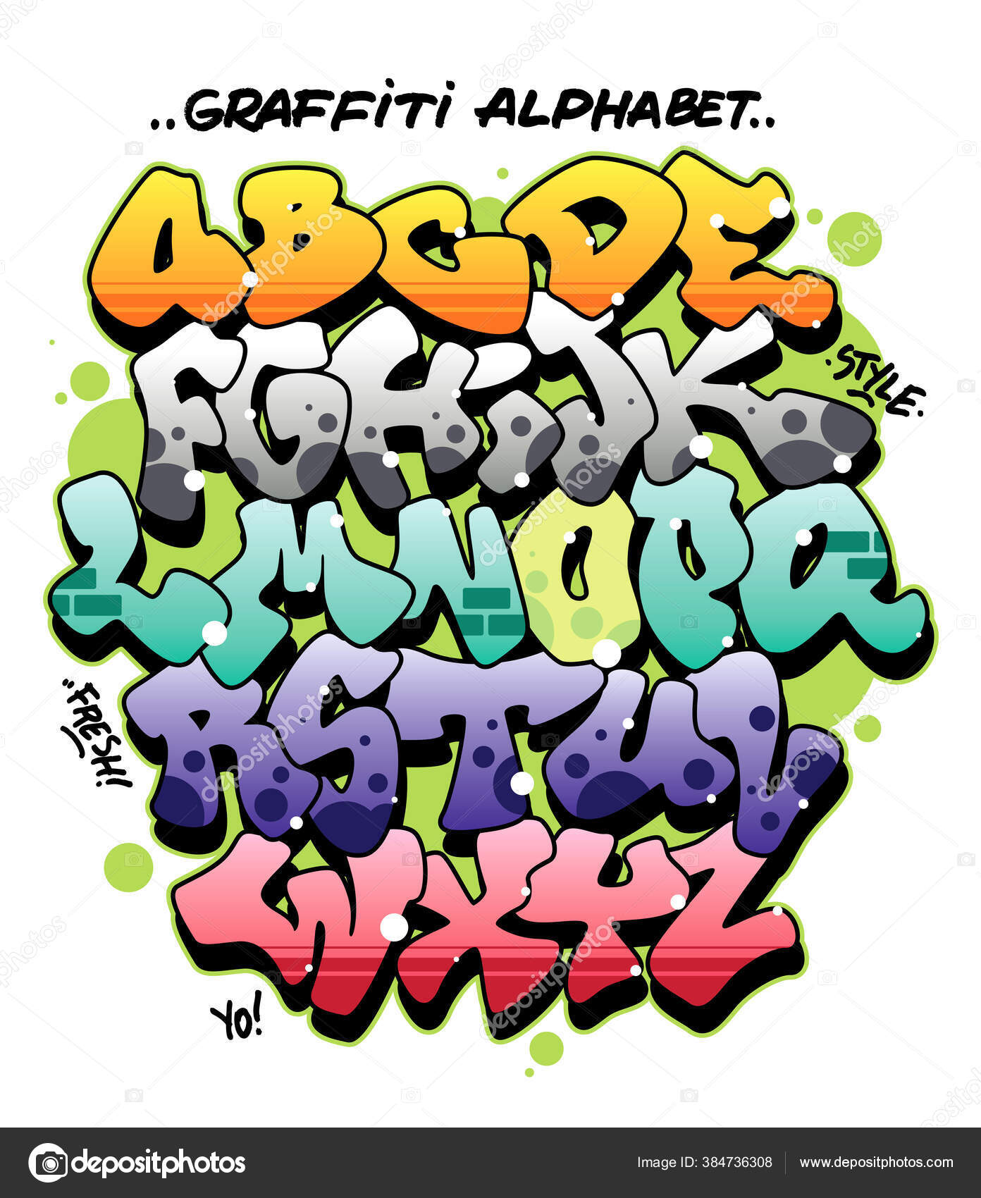 Detail Graffiti Abjad 3d Berwarna Nomer 13