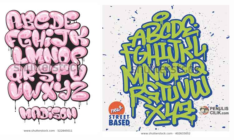 Detail Graffiti Abjad Sambung Nomer 4