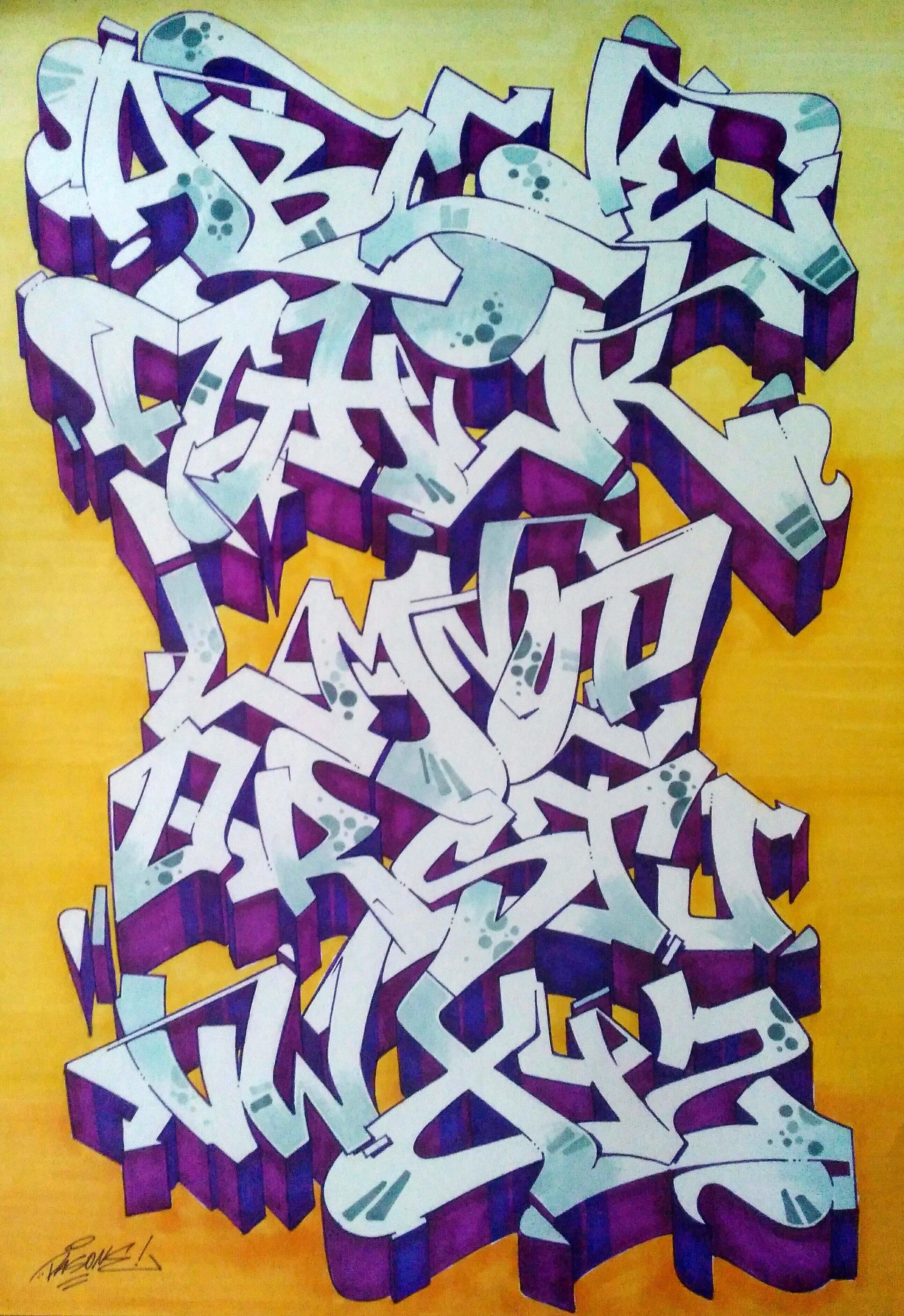 Detail Graffiti Alphabet New School Nomer 21