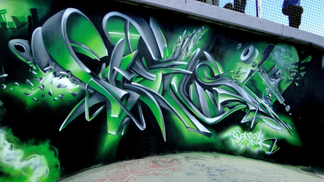 Detail Graffiti Art Green Nomer 8