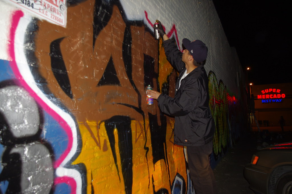 Graffiti Artist At Work At Night - KibrisPDR