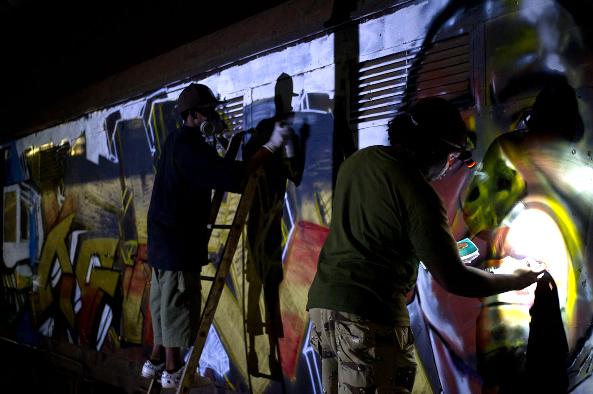 Detail Graffiti Artist At Work At Night Nomer 8