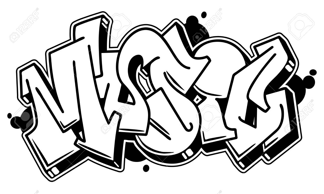 Detail Graffiti Black And White Nomer 52