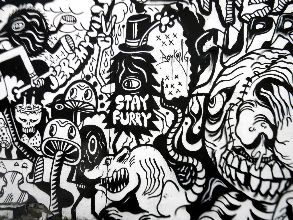 Detail Graffiti Black And White Nomer 9