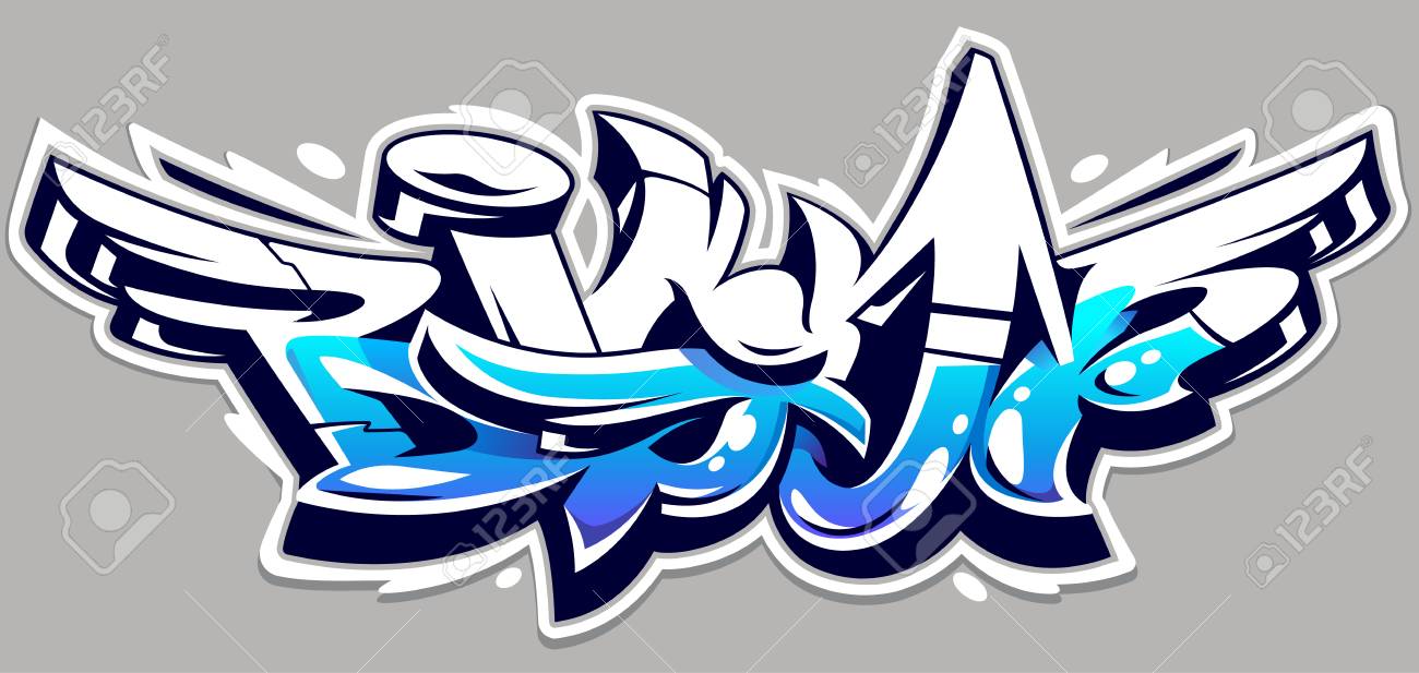 Detail Graffiti Blue Nomer 16