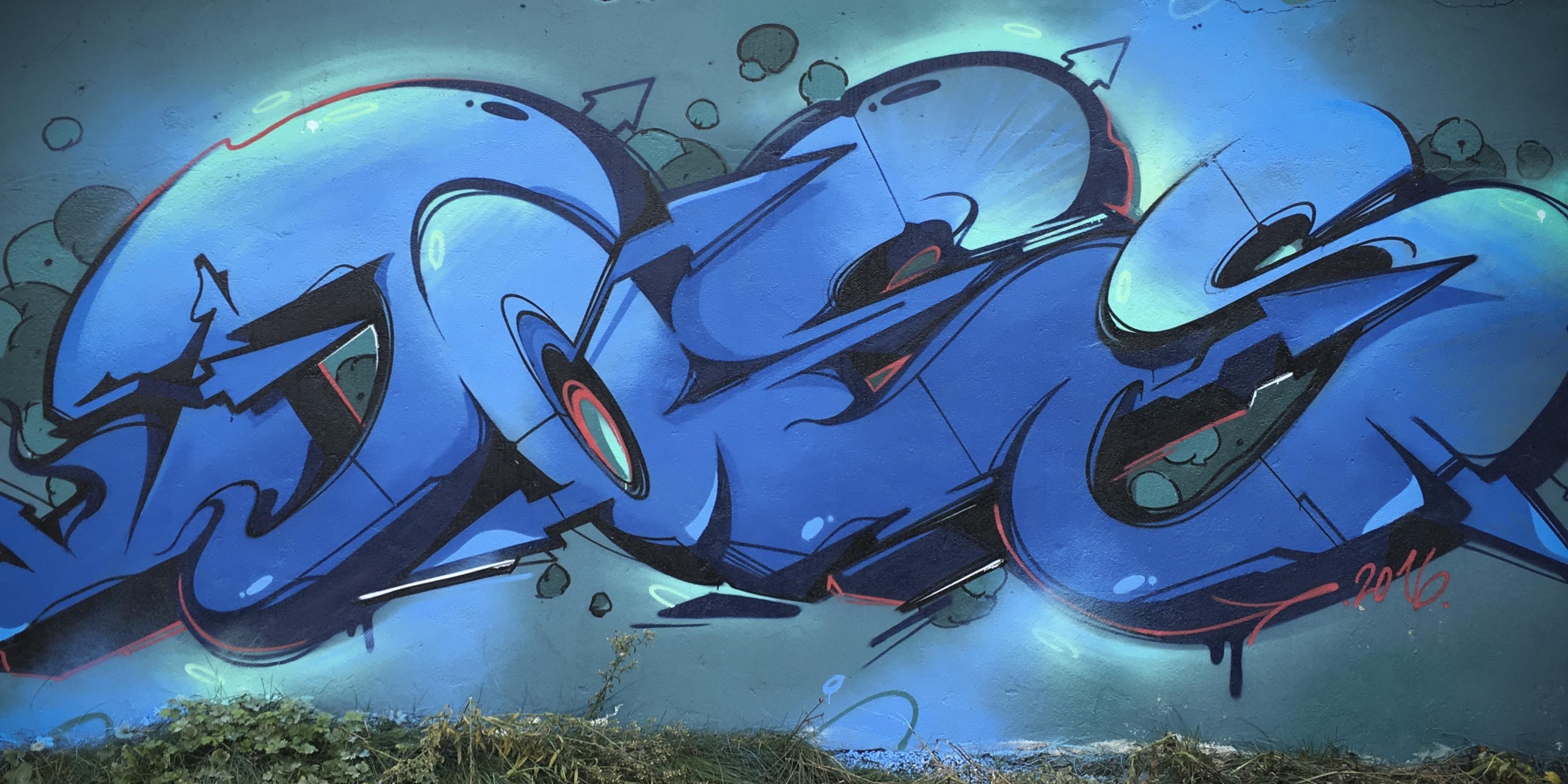 Detail Graffiti Blue Nomer 29