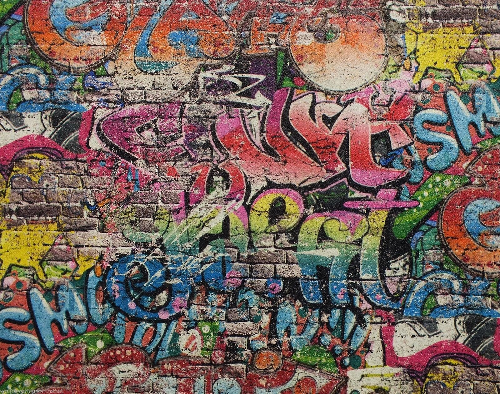 Detail Graffiti Brick Wallpaper Nomer 8