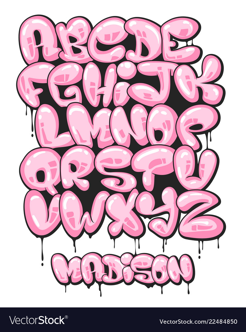 Detail Graffiti Bubble Pink Nomer 18