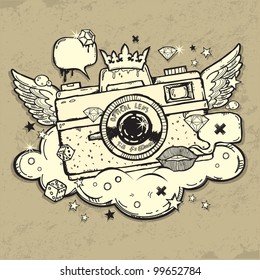 Detail Graffiti Camera Vector Nomer 57