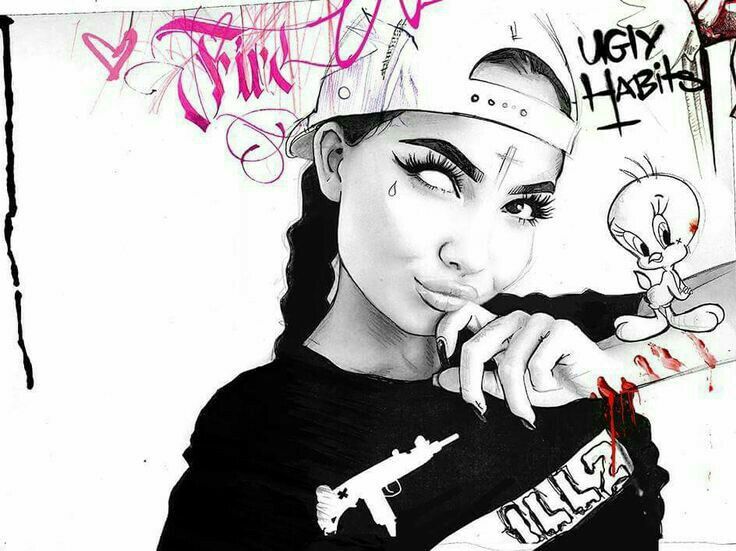 Detail Graffiti Character Girl Gangster Nomer 11
