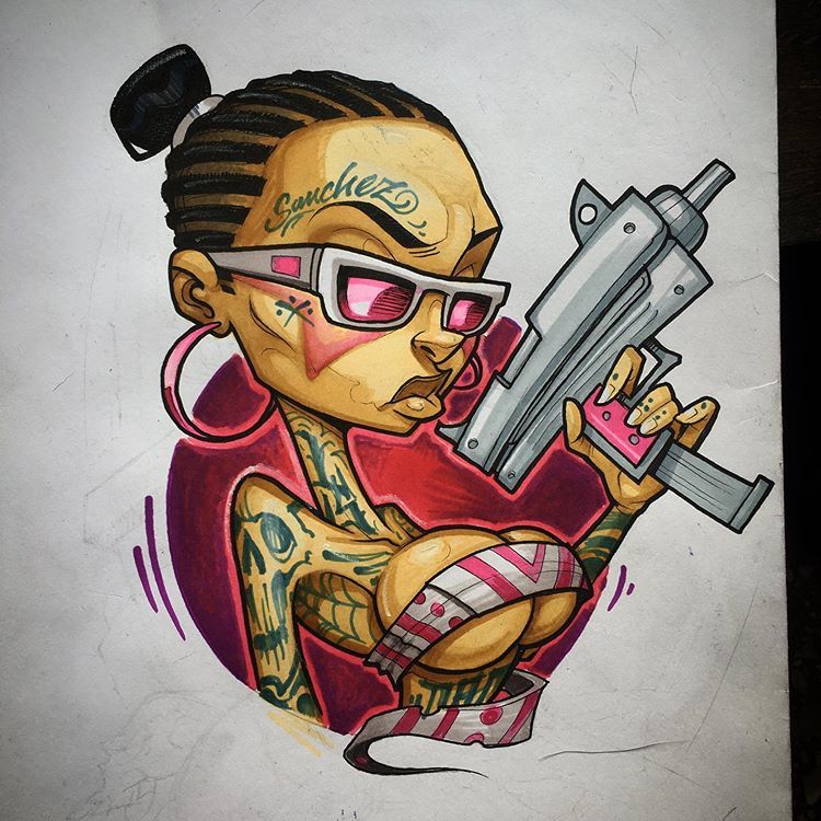 Detail Graffiti Character Girl Gangster Nomer 6