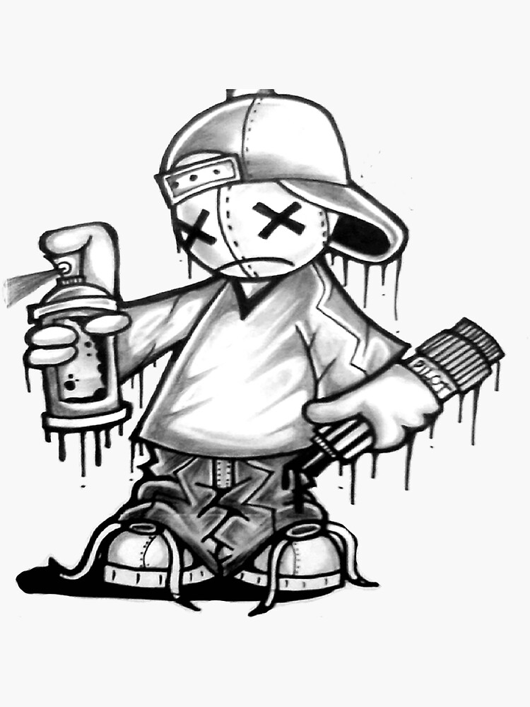 Graffiti Character Monster Hitam Putih - KibrisPDR