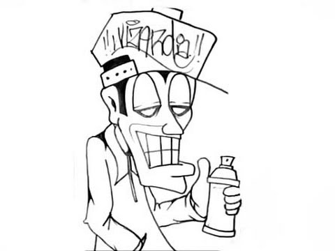 Detail Graffiti Character Monster Hitam Putih Nomer 13