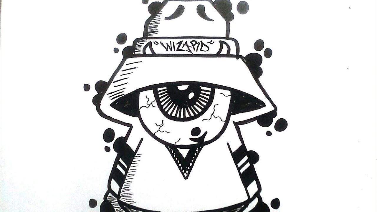 Detail Graffiti Character Monster Hitam Putih Nomer 16