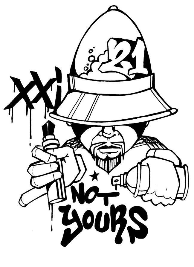 Detail Graffiti Character Monster Hitam Putih Nomer 3
