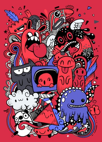 Detail Graffiti Character Monster Hitam Putih Nomer 26