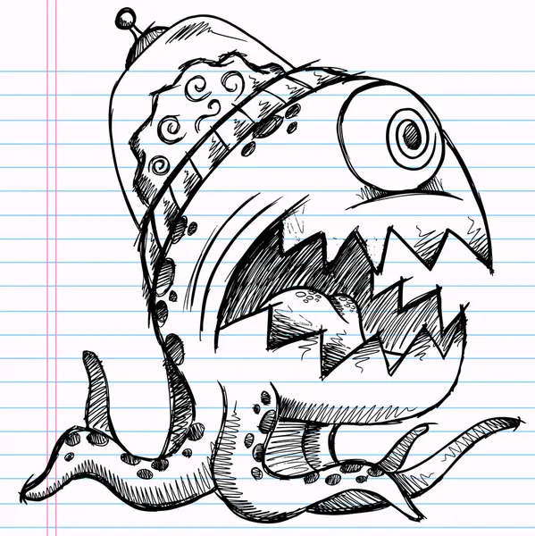 Detail Graffiti Character Monster Hitam Putih Nomer 32
