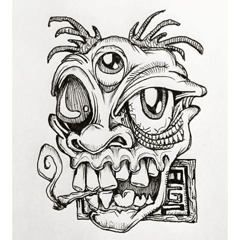 Detail Graffiti Character Monster Hitam Putih Nomer 33