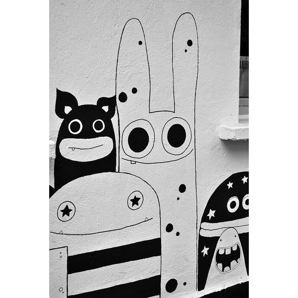 Detail Graffiti Character Monster Hitam Putih Nomer 34