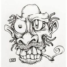 Detail Graffiti Character Monster Hitam Putih Nomer 5