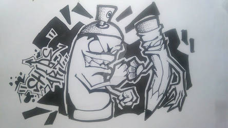 Detail Graffiti Character Monster Hitam Putih Nomer 42
