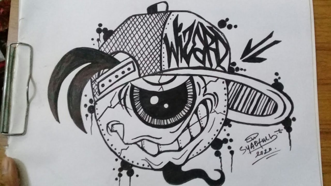 Detail Graffiti Character Monster Hitam Putih Nomer 48