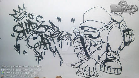 Detail Graffiti Character Monster Hitam Putih Nomer 52