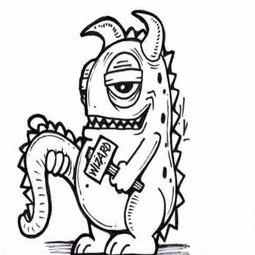 Detail Graffiti Character Monster Hitam Putih Nomer 8