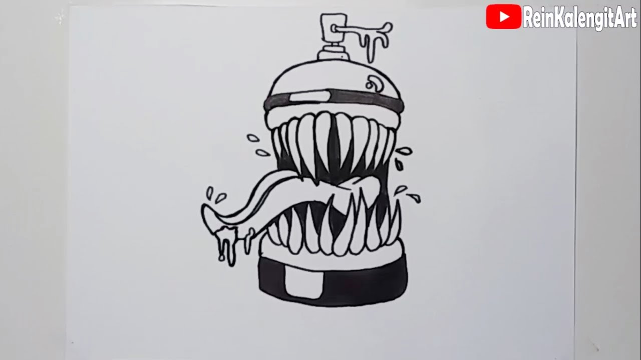 Detail Graffiti Character Monster Hitam Putih Nomer 10