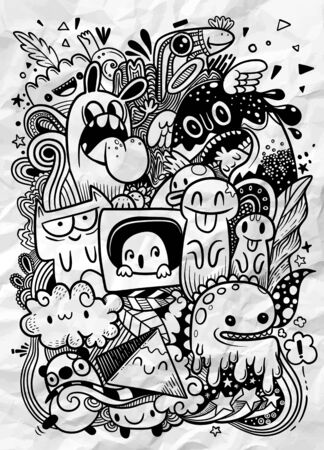 Detail Graffiti Character Monster Sketch Berwarna 3d Nomer 44