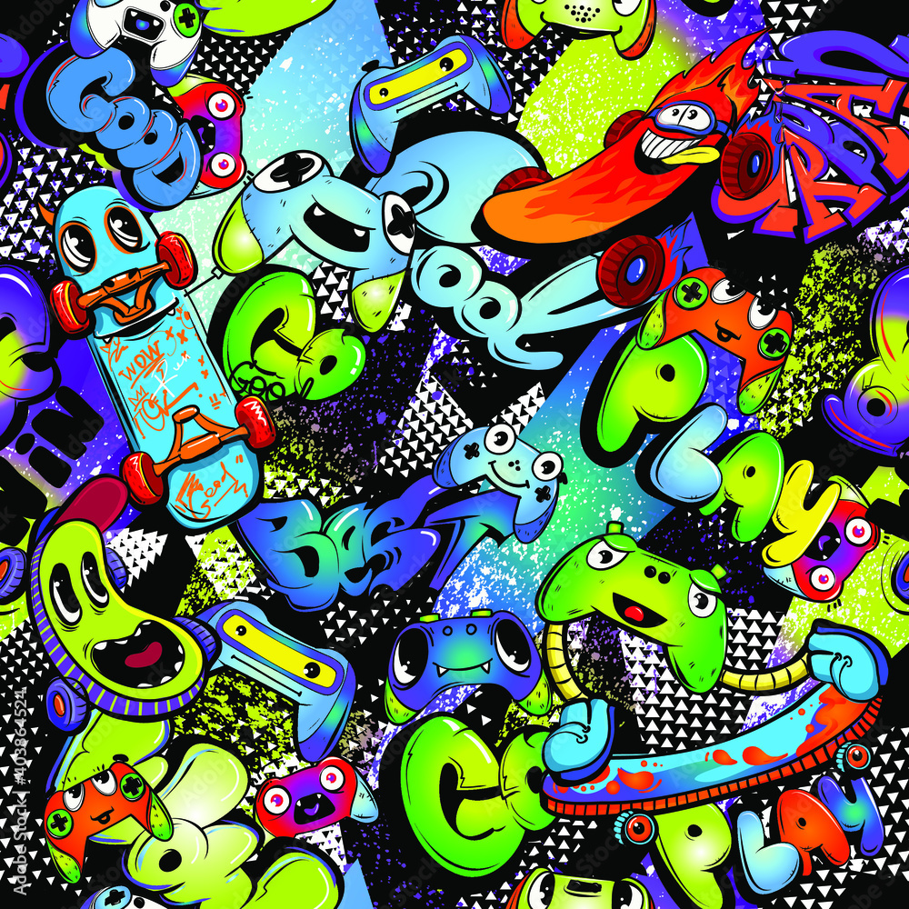 Detail Graffiti Character Monster Sketch Berwarna Nomer 43