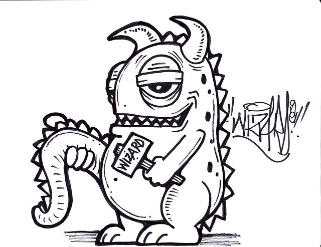 Detail Graffiti Character Monster Sketch Simple Nomer 5