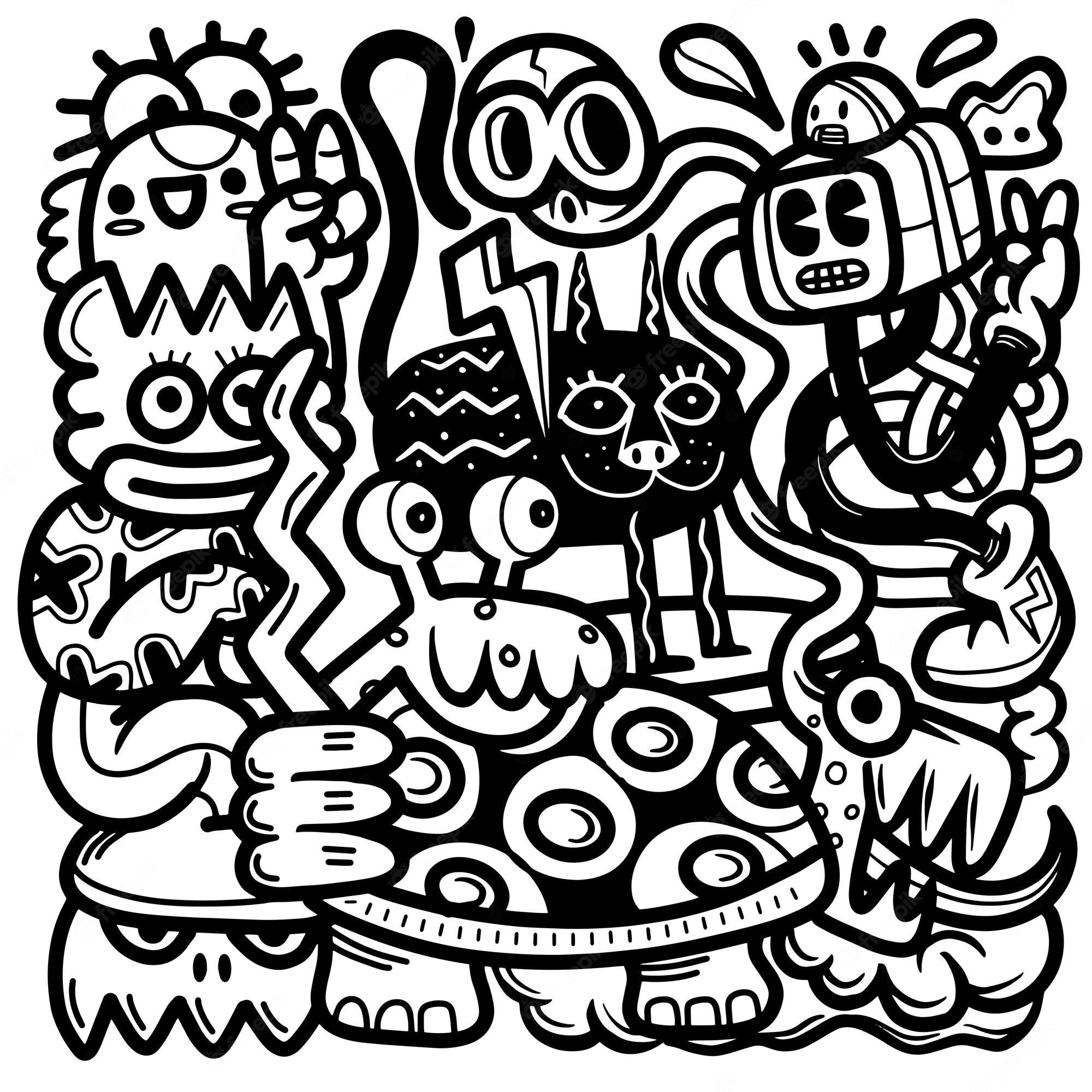 Detail Graffiti Character Monster Sketch Wallpaper Nomer 19